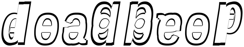Ambigram for deadbeef in Liberationsansnarrow-bolditalic